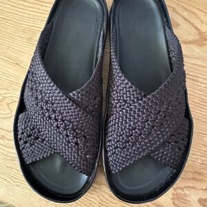 Fendi Black Slide Sandals with Criss-Cross Design